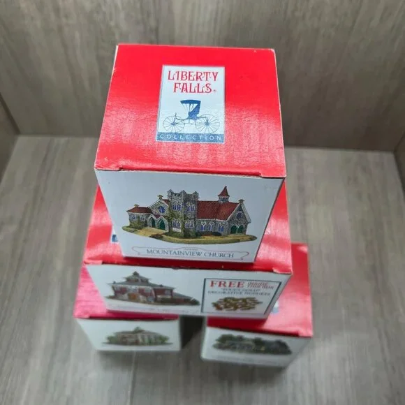 Liberty Falls Americana Collection 4-pc Miniature Village Buildings Vintage 1990 - Picture 6 of 11